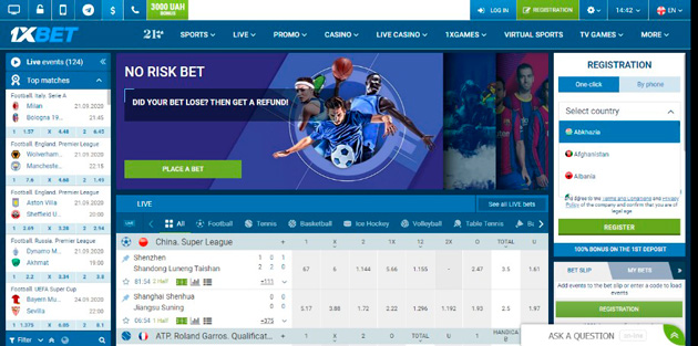 Landing page for 1xbet
