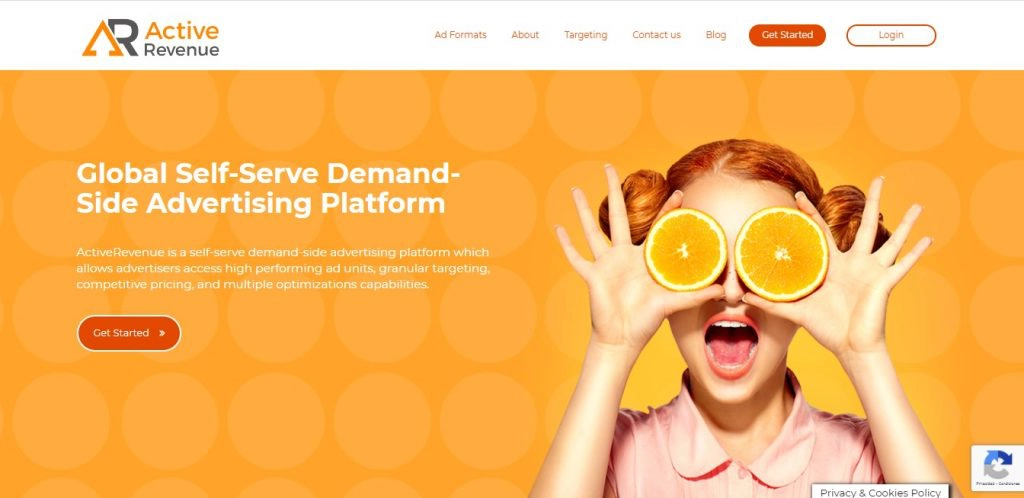 Скрин главной страницы сайта ActiveRevenue