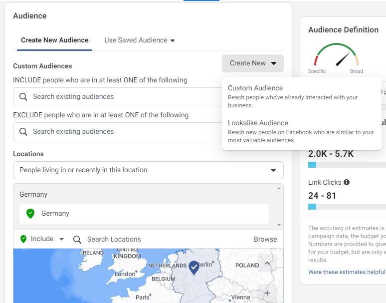 Customize targeted audience