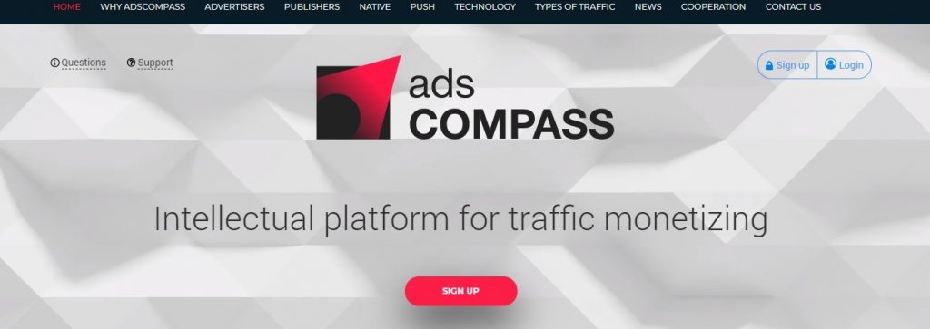 Скрин главной страницы сайта AdsCompass 