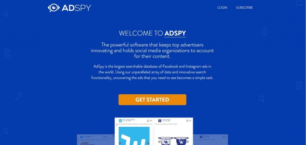 AdSpy home page