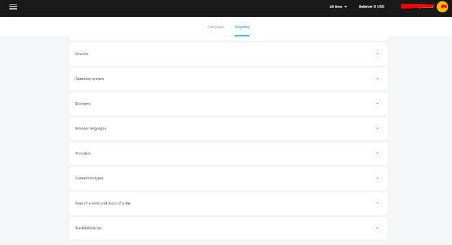 AdXXX targeting settings