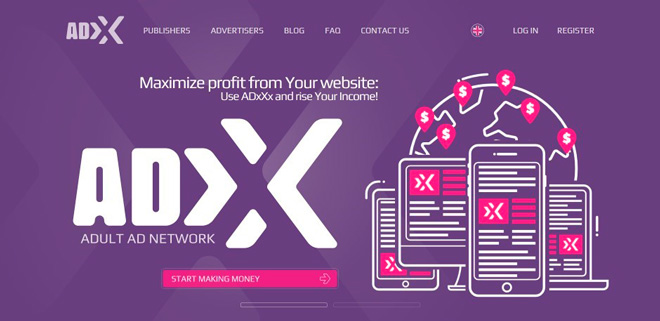 Landing page for AdXXX