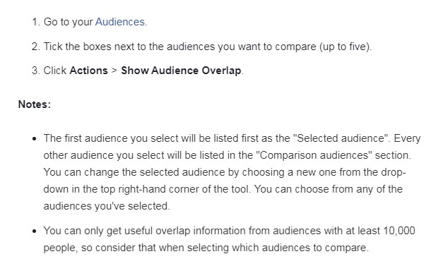 Facebook will show you the audiences overlap 