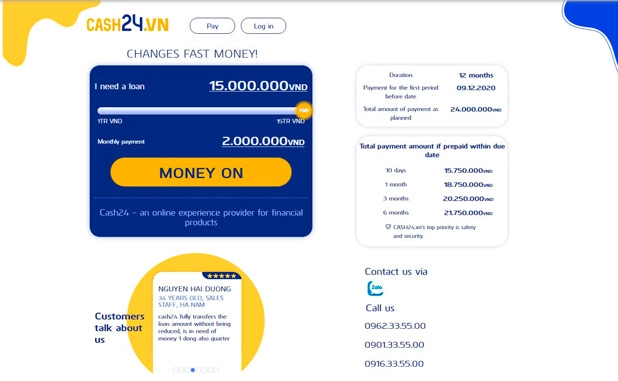 English landing page