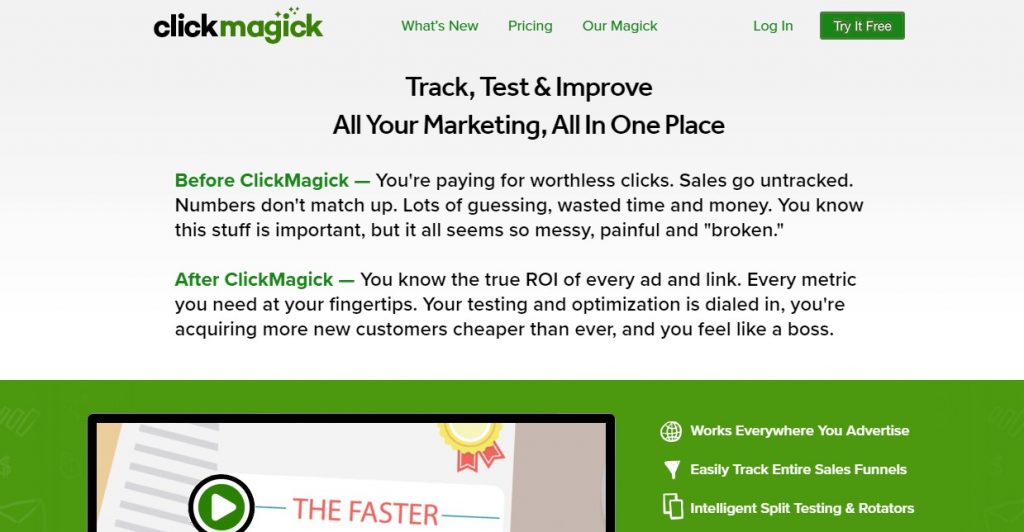 ClickMagick home page