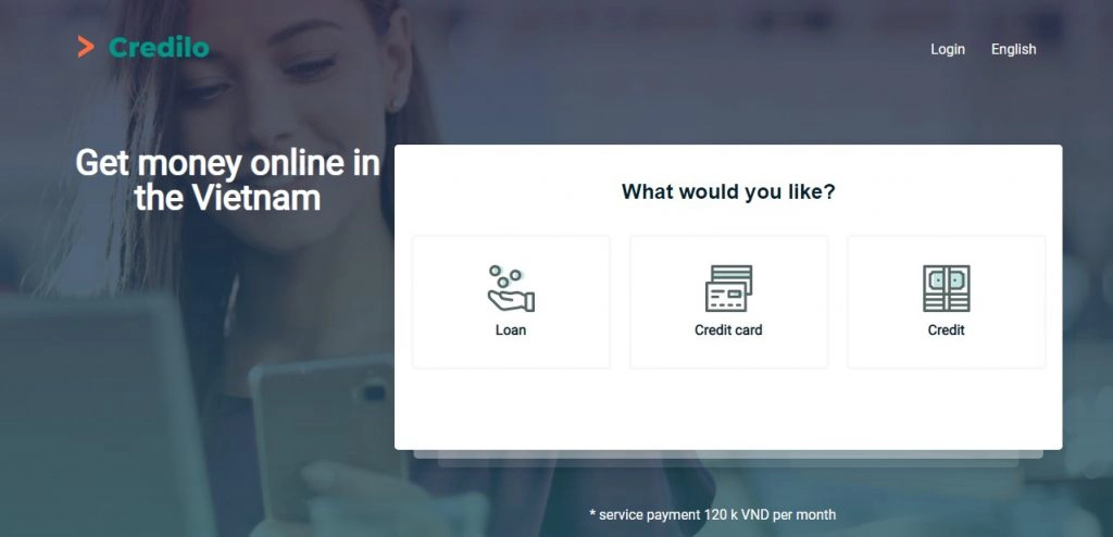 Credilo landing page