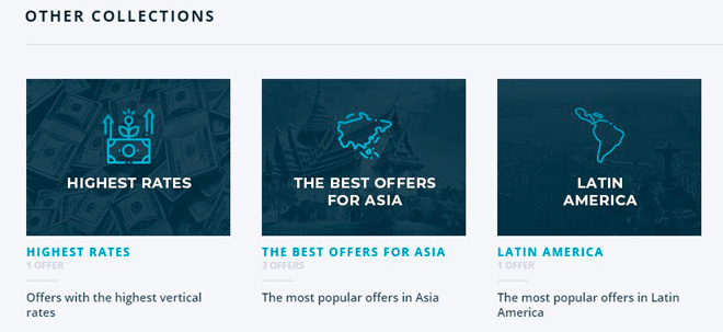 In the LeadBit CPA network, there are already ready-made collections of offers for different GEO and platforms