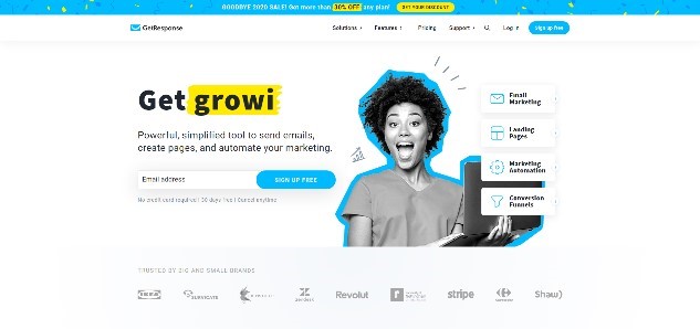 Landing page for getresponse.com