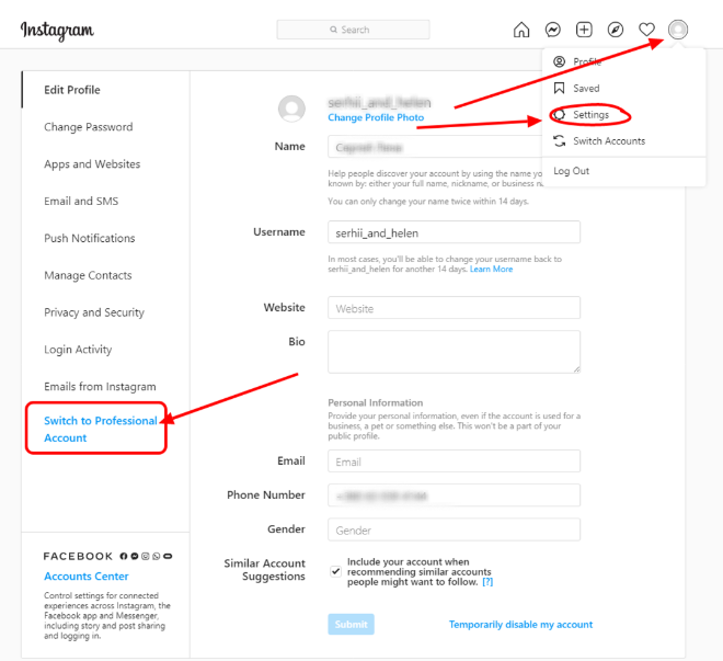 You can switch to a business account in your personal profile settings
