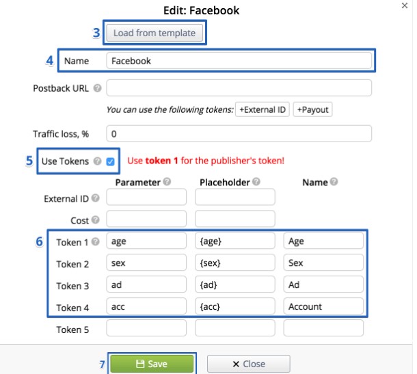 Traffic source configuration form