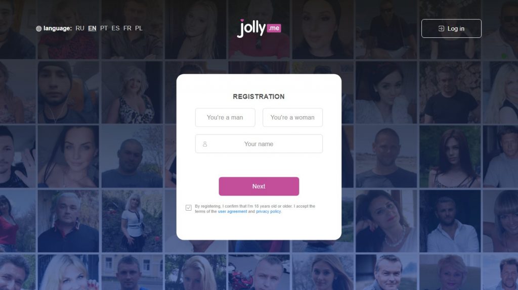 jolly.me registration page
