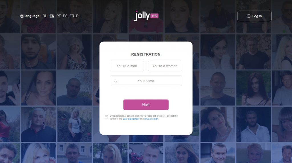 Страница регистрации на jolly.me