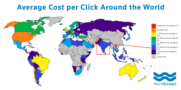 Стоимость клика в Индии
