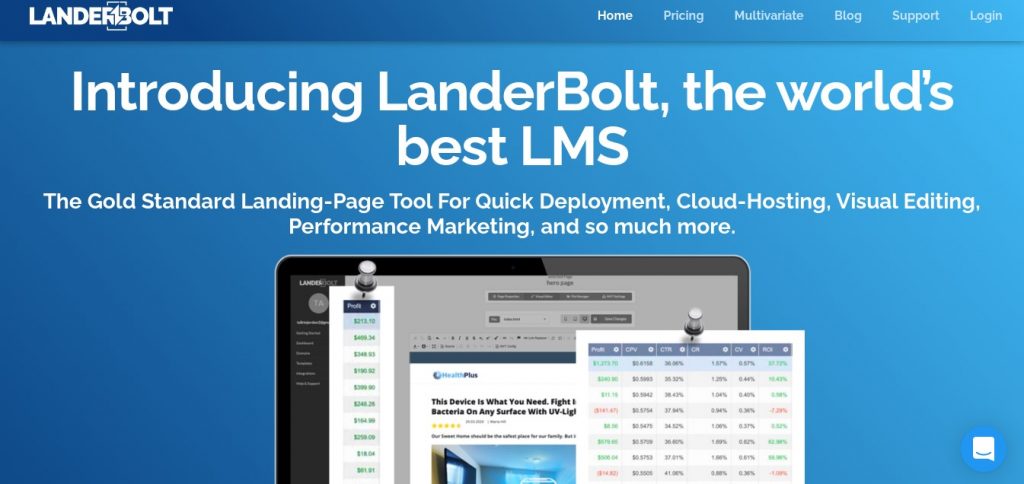 LanderBolt home page