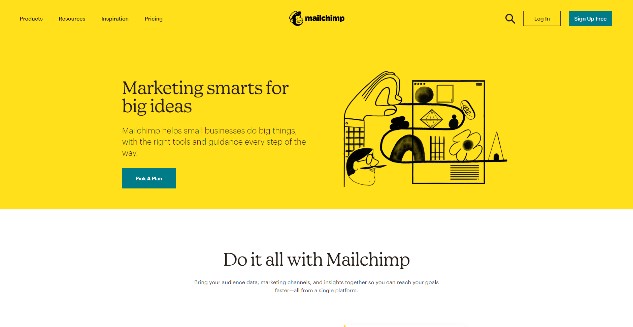 Главная страница MailChimp