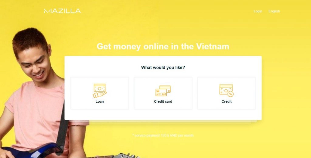 Mazilla.vn English landing page