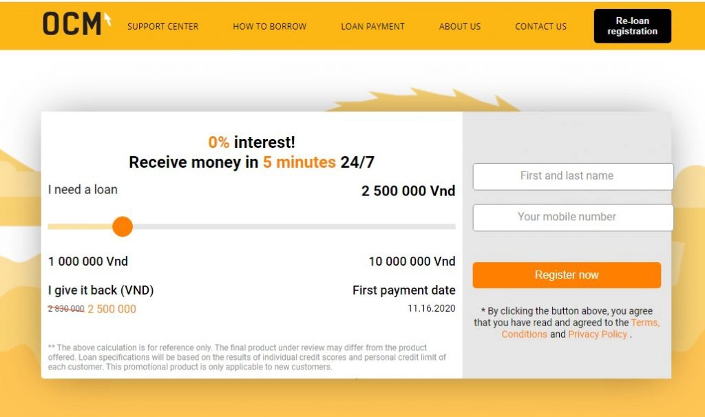 English landing page