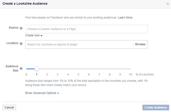 Settings Lookalike Audience