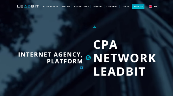 The Leadbit CPA network landing page