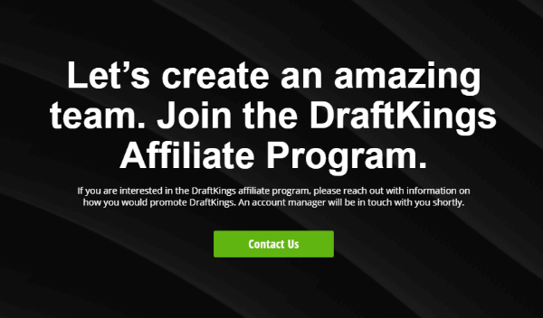 Draft Kings affiliate program landing page