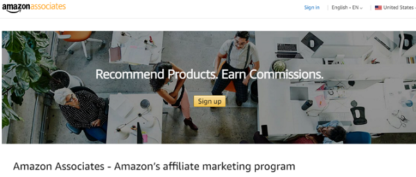 Amazon’s affiliate program promo page