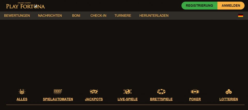 Landing page for the Play Fortuna casino