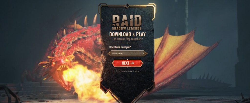 RAID Shadow Legends registration page