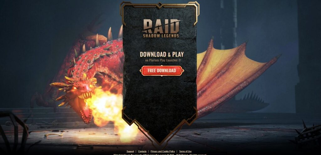 Лендинг RAID: Shadow of Legends