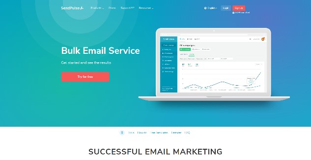 SendPulse landing page