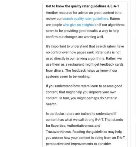 A tweet from Google developers about E-A-T