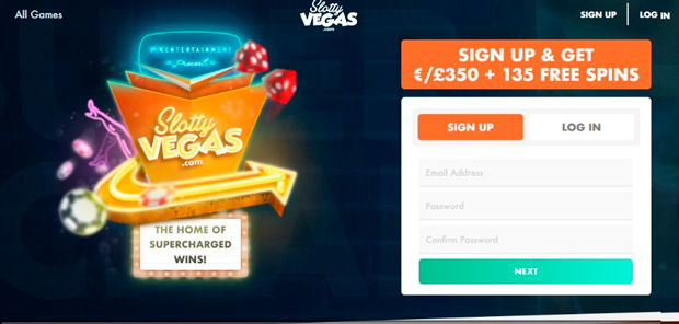 Посадочная страница Slotty Vegas