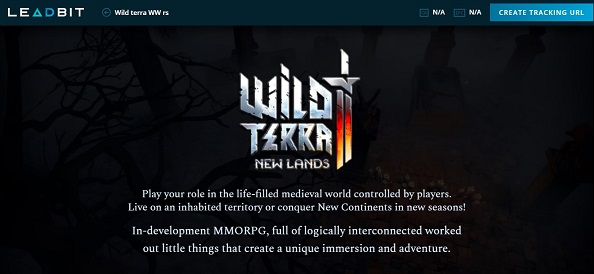 Landing page of the Wild Terra offer