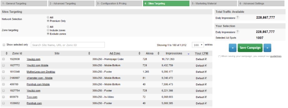 Statistics in a Traffic Factory account