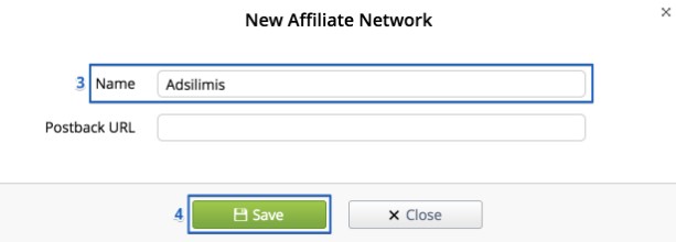 New affiliate network creation form