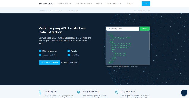 Главная страница Zenscrape с полем для ввода URL-адреса